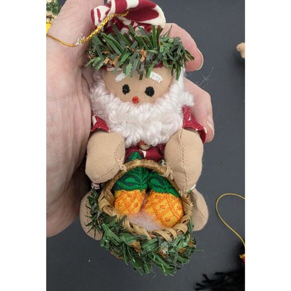 Lot Of 8 Hawaiian Island Hula Tiki Surf Santa Christmas Ornaments Cloth - Picture 5 of 9